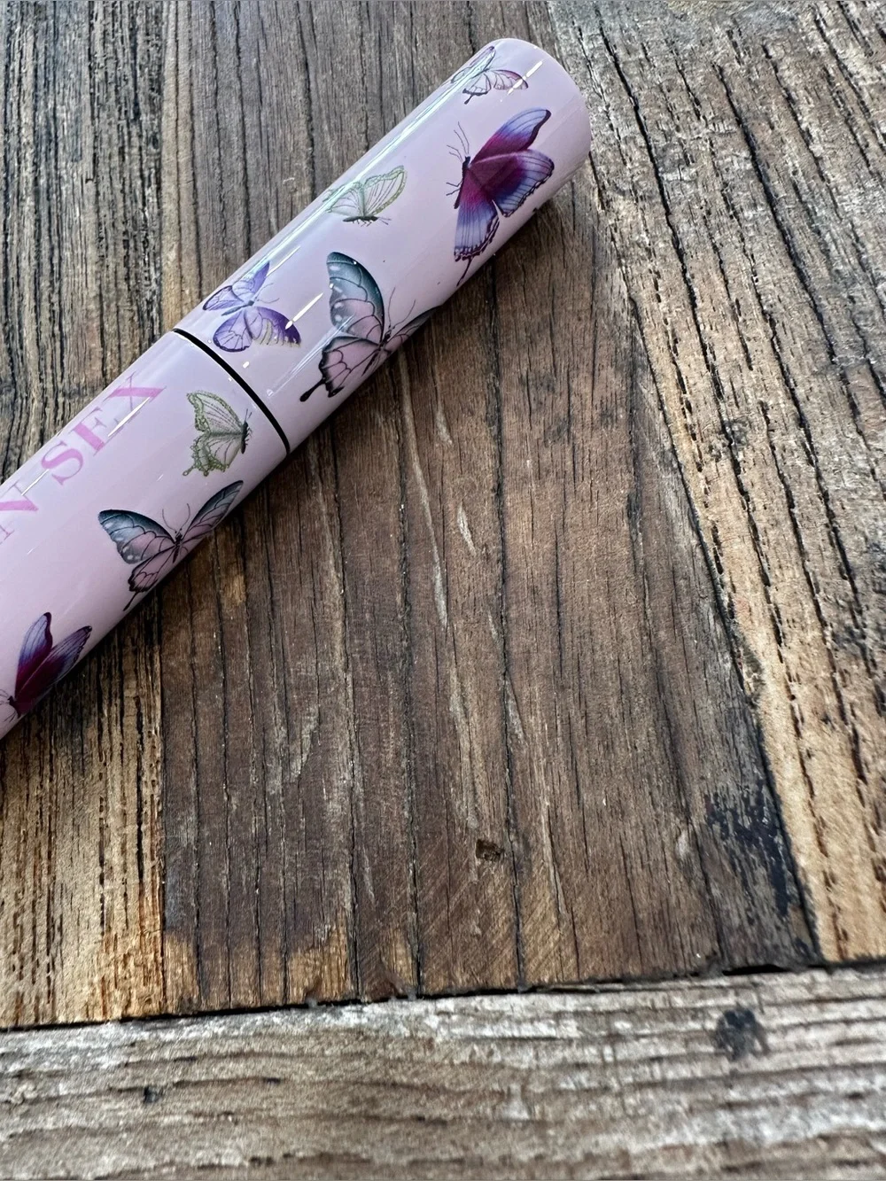 Too Faced Mascara Tube in Light Pink with Butterfly Accents